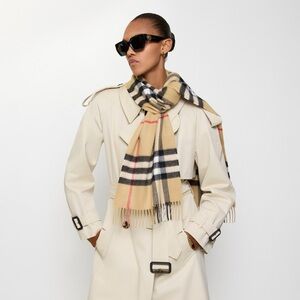 Burberry Tan and Black Checkered Scarf